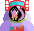 A pixel art silhouette of a portia jumping spider (left), and a feather millipede (right). Between the silhouettes reads \